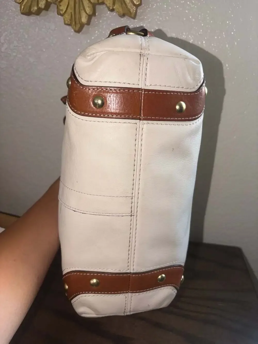 Coach Carly Cream Leather Shoulder Bag